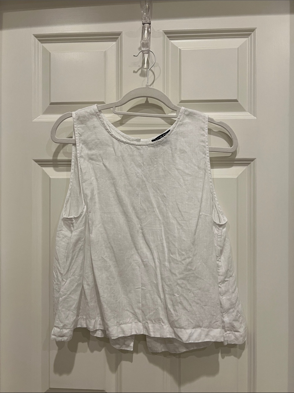 J. Crew White Sleeveless Linen Blend Tank Top